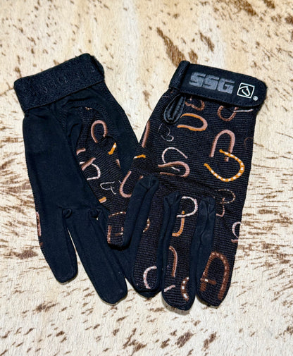 SSG All Weather Riding Gloves – Horseshoe Print | Ladies Small