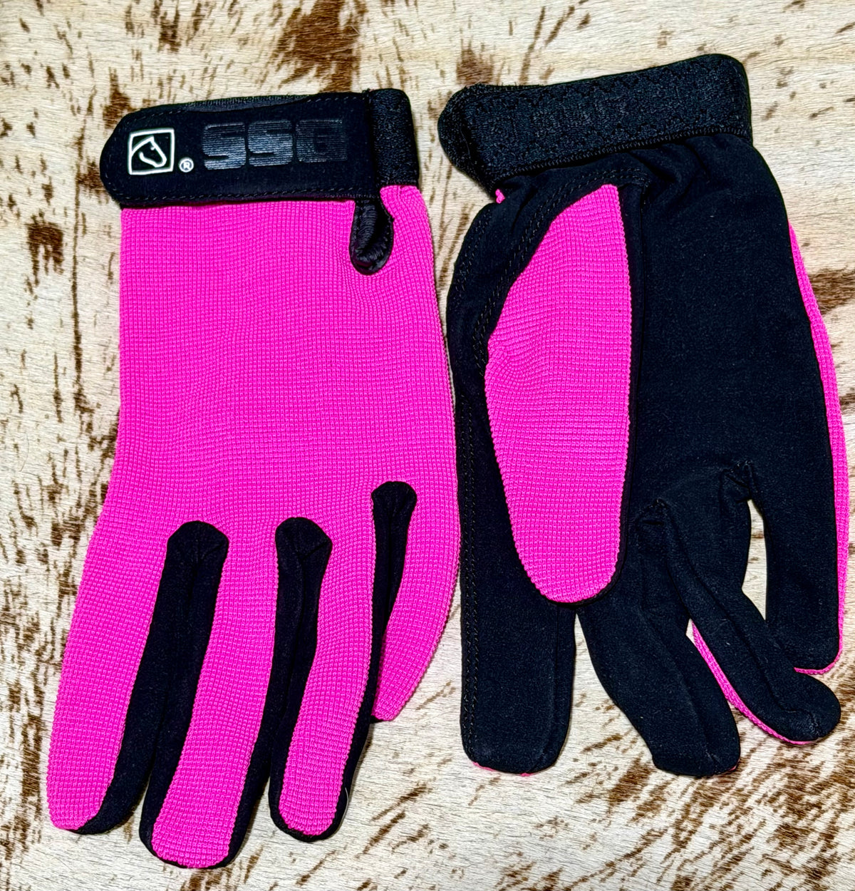 SSG All Weather Ladies Riding Gloves • Hot Pink & Black • Size Small