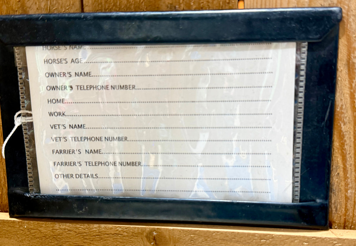Lightly Used Stall Information Sign • Metal Back • Contact Info Insert