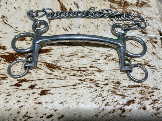 Short Shank Mullen Mouth Pelham Bit • 5” • Curb Chain Included