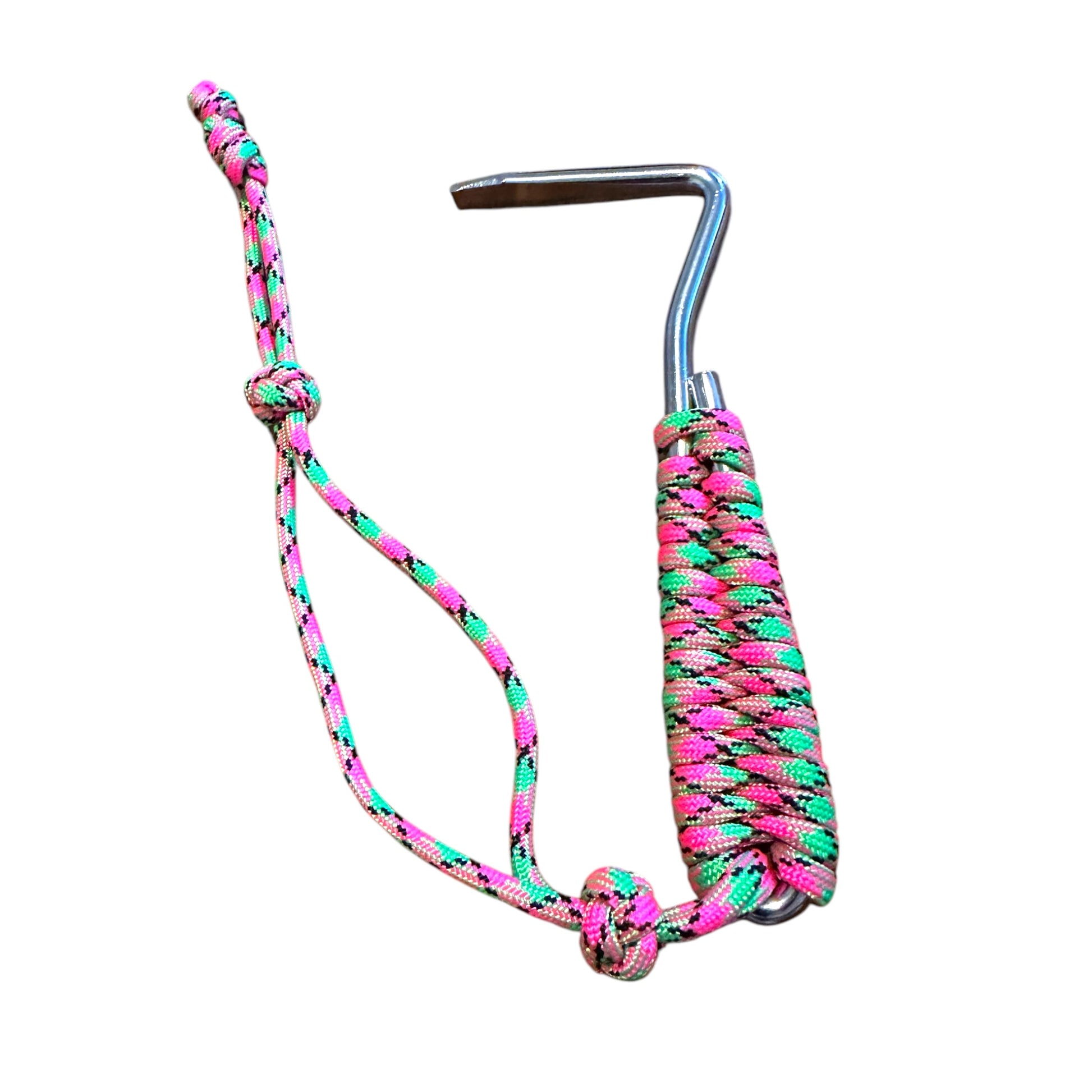 paracord-wrapped hoofpick neon up