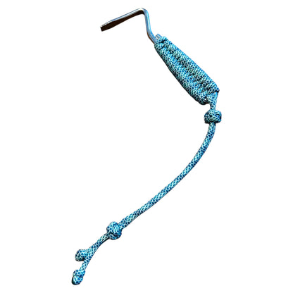 paracord-wrapped hoofpick turquoise scale down